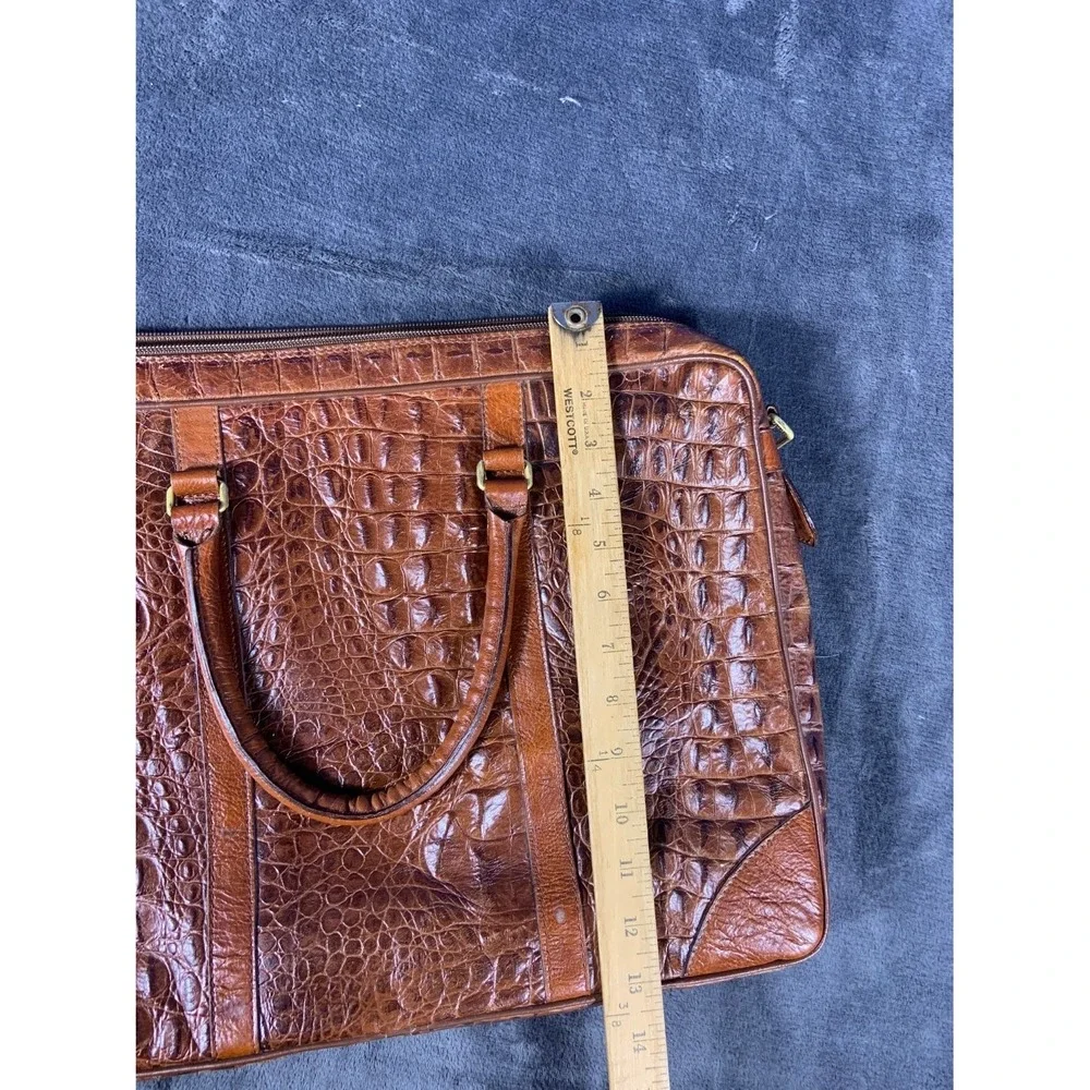 Giudi Italy Brown Crocodile Embossed Leather Briefcase Laptop Bag Large